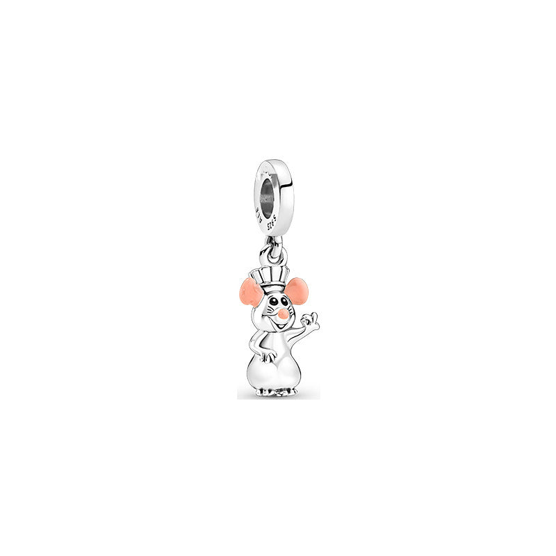 Remy Mouse Dangle Charm Hallmarked S925 Sterling Silver