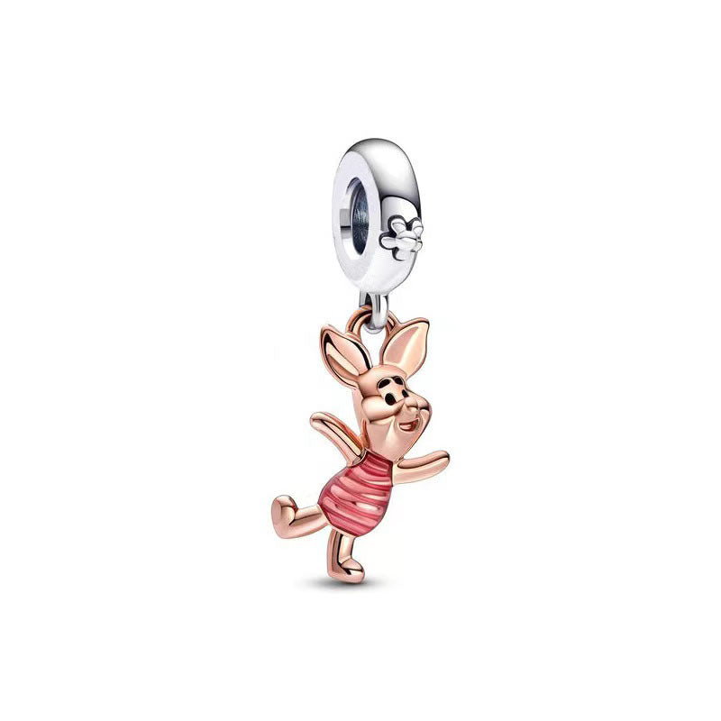 Winnie the Pooh Piglet Dangle Charm Hallmarked S925 Sterling Silver