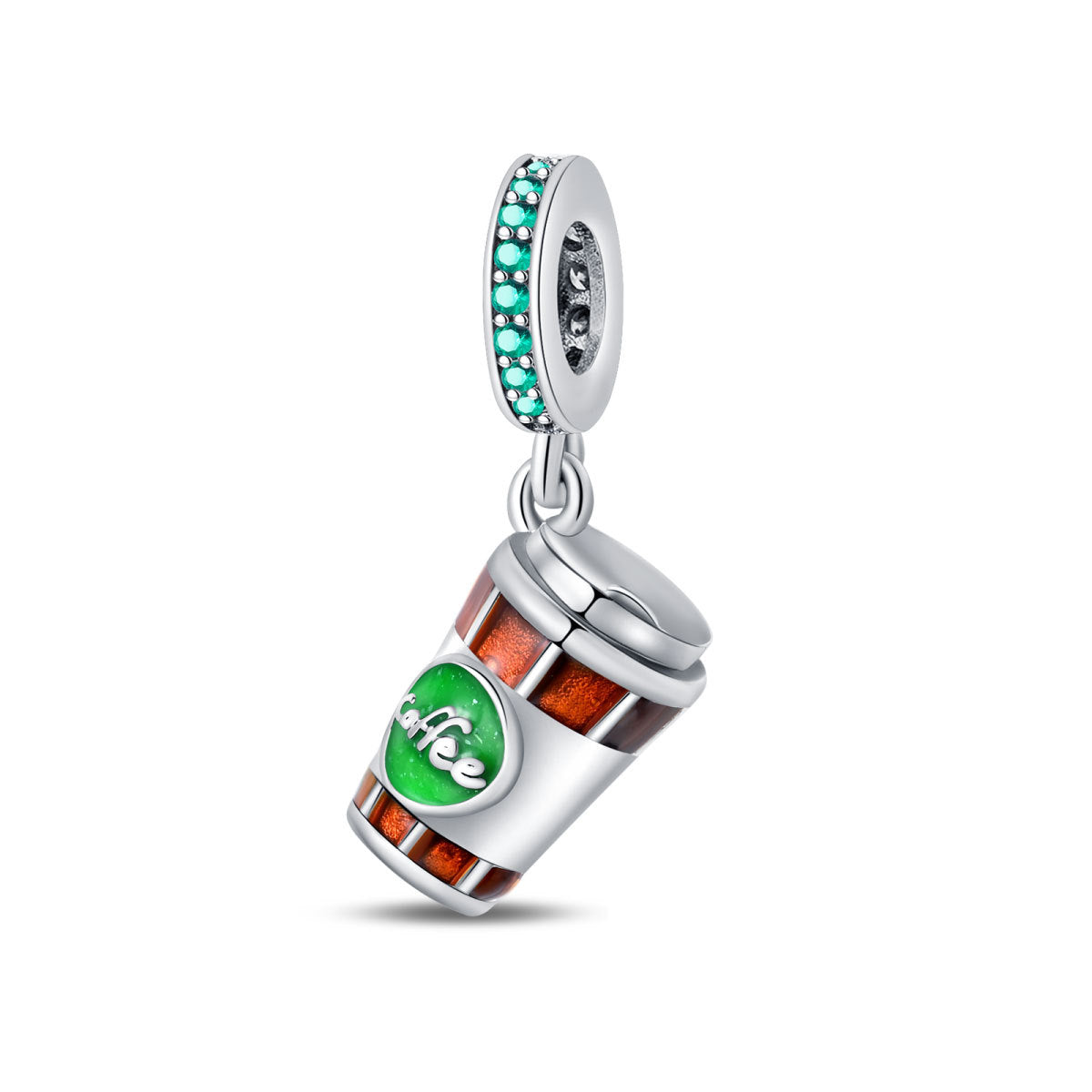 Coffee Cup Dangle Charm Hallmarked S925 Sterling Silver