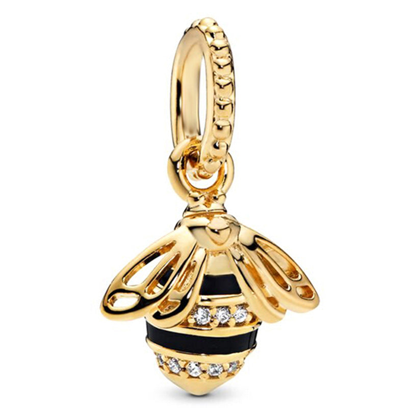 Gold Honey Bee Charm Hallmarked S925 Sterling Silver