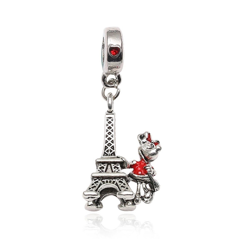Disney Minnie Eiffel Tower Dangle Charm Hallmarked S925 Sterling Silver