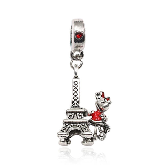 Disney Minnie Eiffel Tower Dangle Charm Hallmarked S925 Sterling Silver