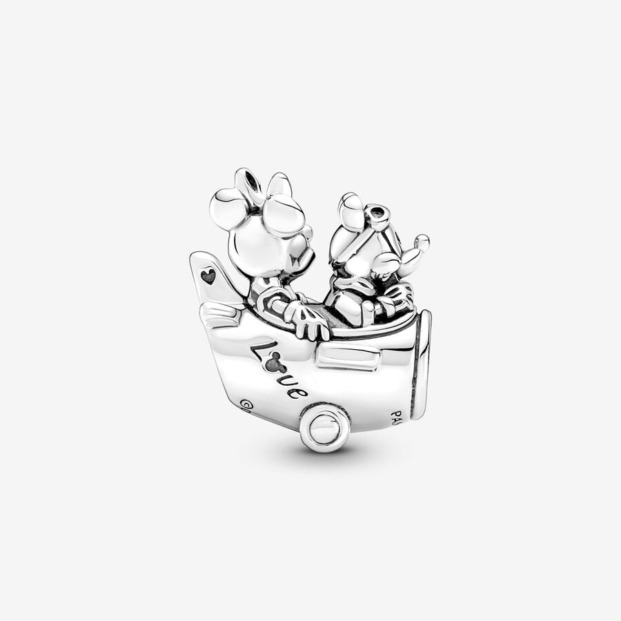 Mickey Minnie Airplane Charm Hallmarked S925 Sterling Silver