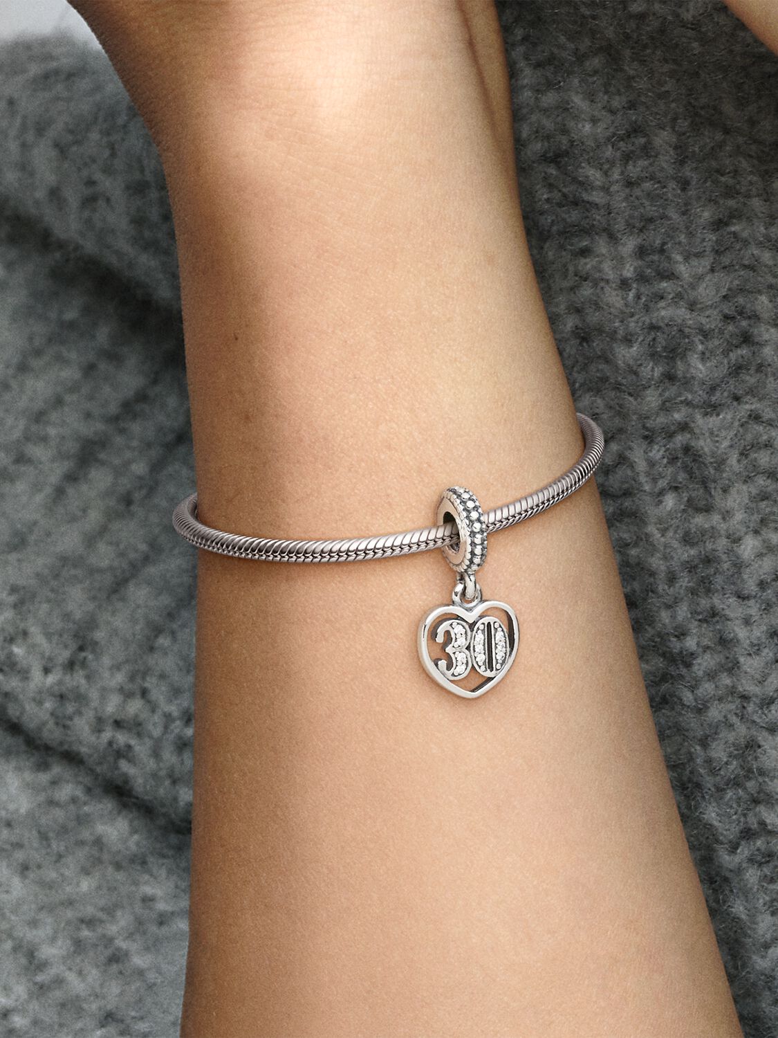 30th Birthday Dangle Charm Hallmarked S925 Sterling Silver