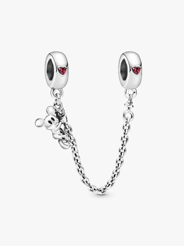 Climbing Mickey Safety Chain Charm Hallmarked S925 Sterling Silver