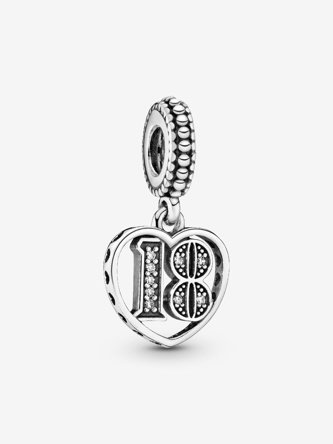 18th Birthday Dangle Charm Hallmarked S925 Sterling Silver