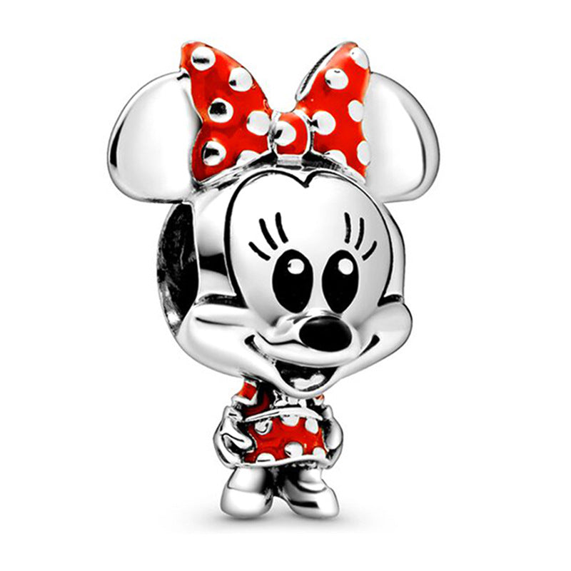 Disney Minnie Mouse Dotted Dress & Bow Charm Hallmarked S925 Sterling Silver
