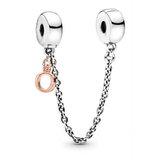 Standard O Safety Chain Charm Hallmarked S925 Sterling Silver