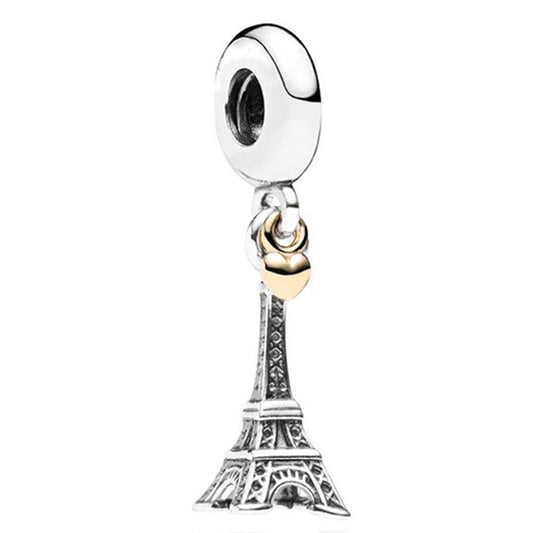 Paris Eiffel Tower Dangle Charm Hallmarked S925 Sterling Silver