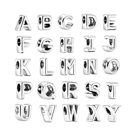 S925 Simple Alphabets A to Z Sterling Silver Charms Collection